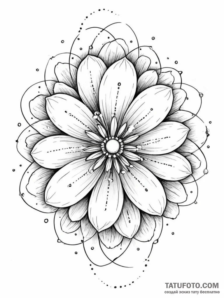 Tattoo sketch, quantum foam petals, a delicat... - эскиз тату (№1752420882_0, 13.07.2025 15:34) — Tatufoto.com