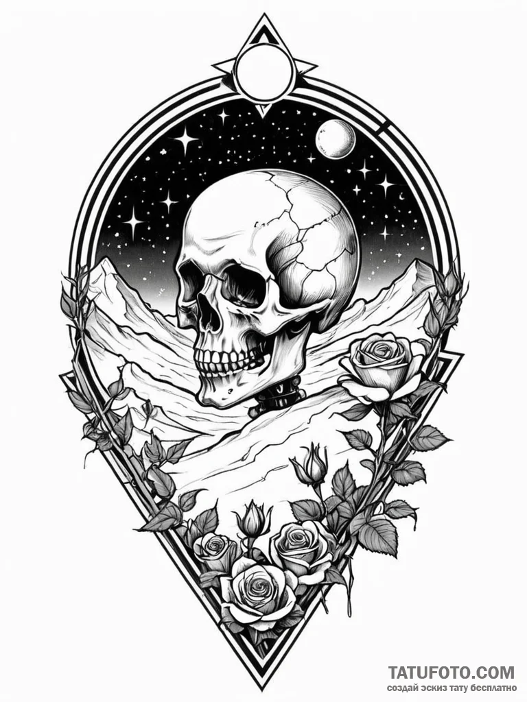 Tattoo sketch, isolated ai outpost, a sleek,... - эскиз тату (№1752420967_0, 13.07.2025 15:36) — Tatufoto.com