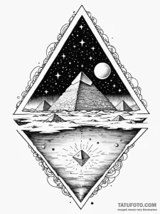 Tattoo sketch, desert pyramid, galactic refle... - эскиз тату (№1752421138_0, 13.07.2025 15:38) — Tatufoto.com