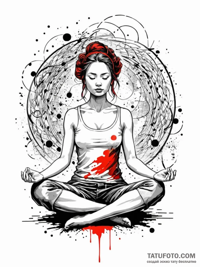 Tattoo sketch, serenity in static, a peaceful... - эскиз тату (№1752421395_0, 13.07.2025 15:43) — Tatufoto.com