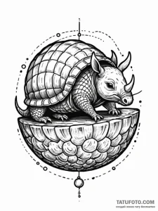 Tattoo sketch, an armadillo curled up, but it... - эскиз тату (№1752421731_0, 13.07.2025 15:48) — Tatufoto.com
