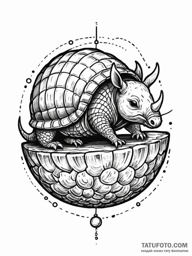 Tattoo sketch, an armadillo curled up, but it... - эскиз тату (№1752421731_0, 13.07.2025 15:48) — Tatufoto.com