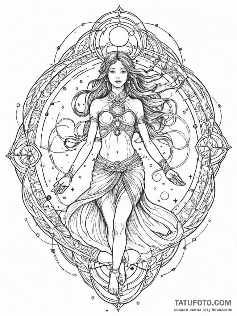 Tattoo sketch, temporal tapestry weaver, an e... - эскиз тату (№1752421814_0, 13.07.2025 15:50) — Tatufoto.com