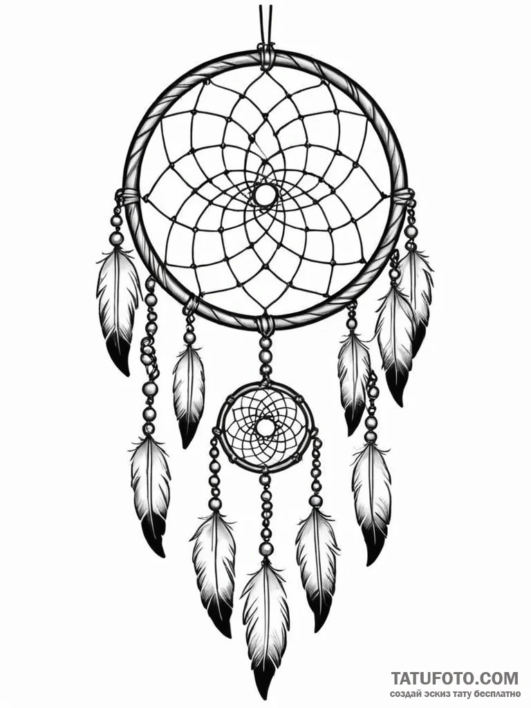 Tattoo sketch, shaman's digital dreamcatcher,... - эскиз тату (№1752422483_0, 13.07.2025 16:01) — Tatufoto.com