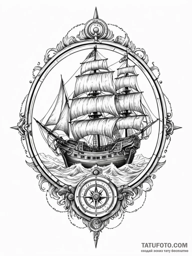 Tattoo sketch, maritime marauder, digital com... - эскиз тату (№1752422811_0, 13.07.2025 16:06) — Tatufoto.com
