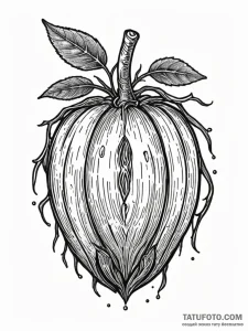 Tattoo sketch, xylocarp (woody fruit), data c... - эскиз тату (№1752423650_0, 13.07.2025 16:20) — Tatufoto.com