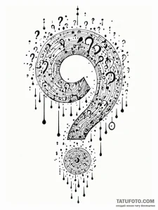 Tattoo sketch, question mark cloud, data rain... - эскиз тату (№1752423734_0, 13.07.2025 16:22) — Tatufoto.com