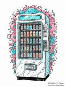 Tattoo sketch, vaporwave dreamscape vending m... - эскиз тату (№1752423905_0, 13.07.2025 16:25) — Tatufoto.com