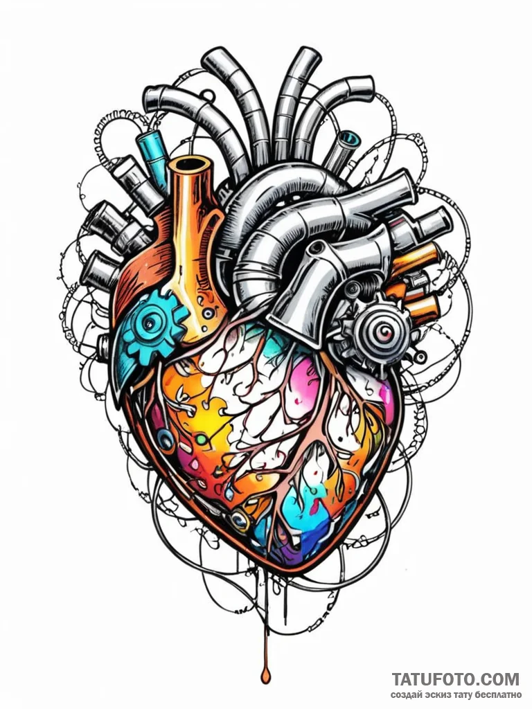 Tattoo sketch, sympathetic synthesizer heart,... - эскиз тату (№1752424199_0, 13.07.2025 16:29) — Tatufoto.com
