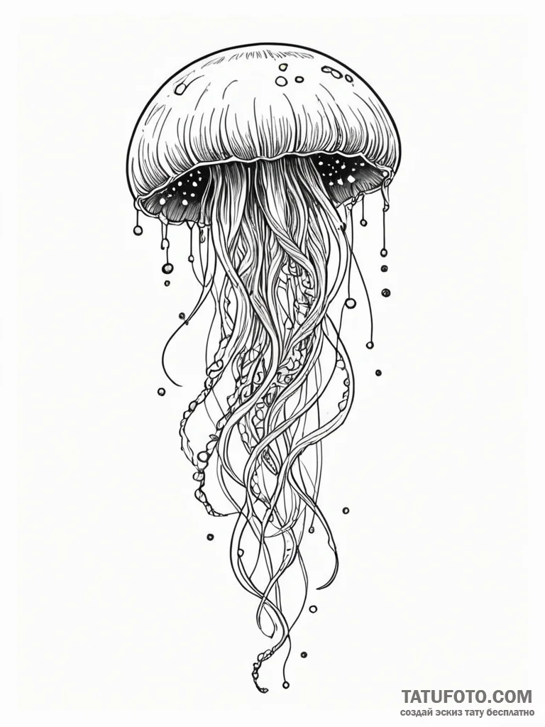 Tattoo sketch, immortal jellyfish, cosmic glo... - эскиз тату (№1752424284_0, 13.07.2025 16:31) — Tatufoto.com