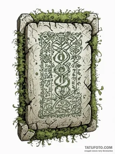 Tattoo sketch, time-worn tablet, digital rune... - эскиз тату (№1752424878_0, 13.07.2025 16:41) — Tatufoto.com