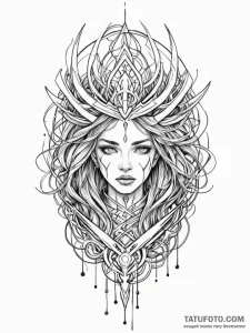 Tattoo sketch, urban myth weaver, a stylized... - эскиз тату (№1752424963_0, 13.07.2025 16:42) — Tatufoto.com