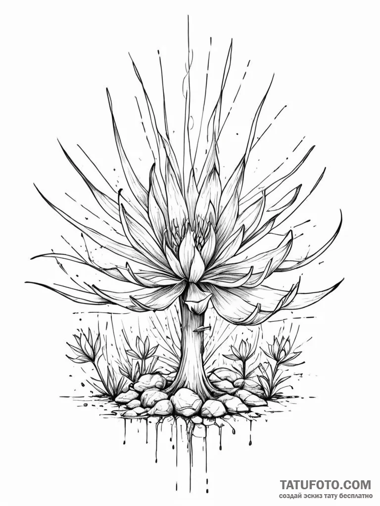Tattoo sketch, xeriscape, data irrigation, a... - эскиз тату (№1752425390_0, 13.07.2025 16:49) — Tatufoto.com