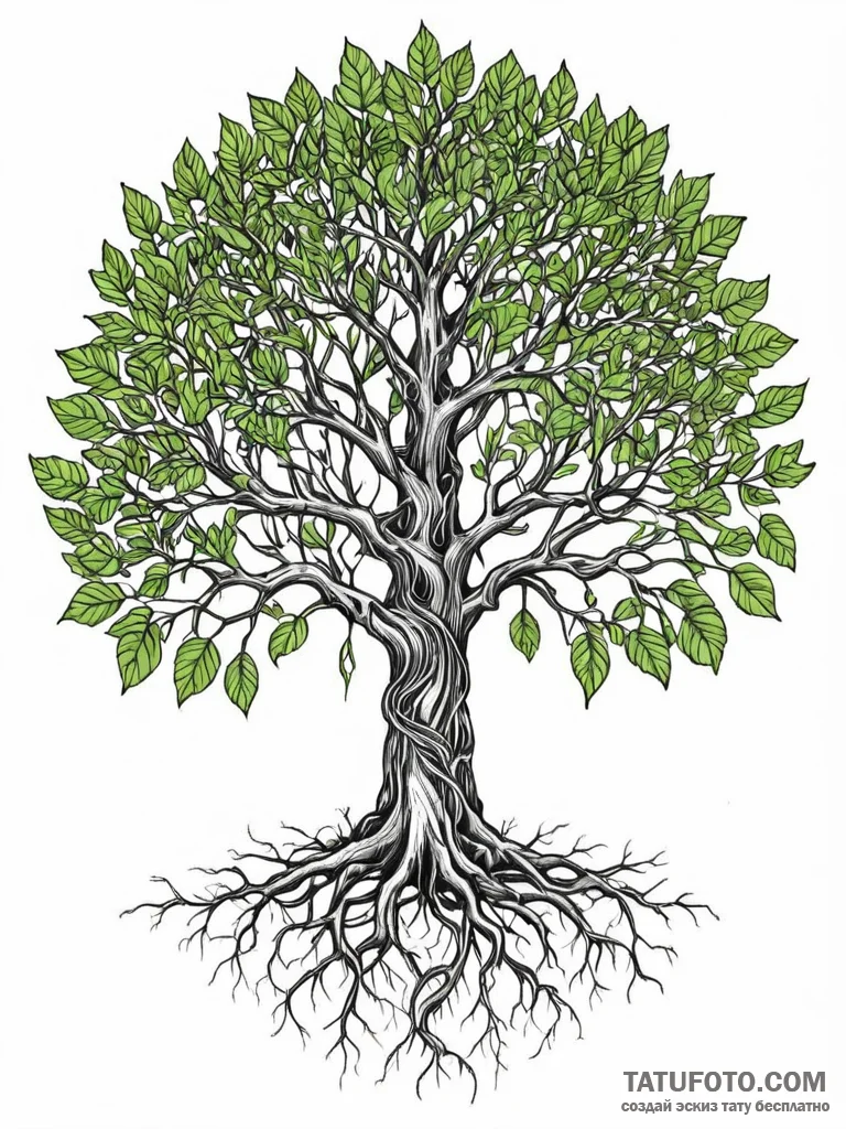 Tattoo sketch, knowledge tree, growing codes,... - эскиз тату (№1752426065_0, 13.07.2025 17:01) — Tatufoto.com