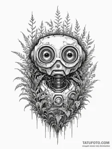 Tattoo sketch, watcher in the weeds (robot ey... - эскиз тату (№1752426326_0, 13.07.2025 17:05) — Tatufoto.com