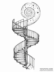 Tattoo sketch, spiral galaxy staircase, a gra... - эскиз тату (№1752426497_0, 13.07.2025 17:08) — Tatufoto.com