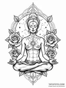 Tattoo sketch, zenith meditator, cosmic conne... - эскиз тату (№1752426671_0, 13.07.2025 17:11) — Tatufoto.com