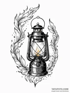 Tattoo sketch, weary traveler's digital lante... - эскиз тату (№1752426929_0, 13.07.2025 17:15) — Tatufoto.com