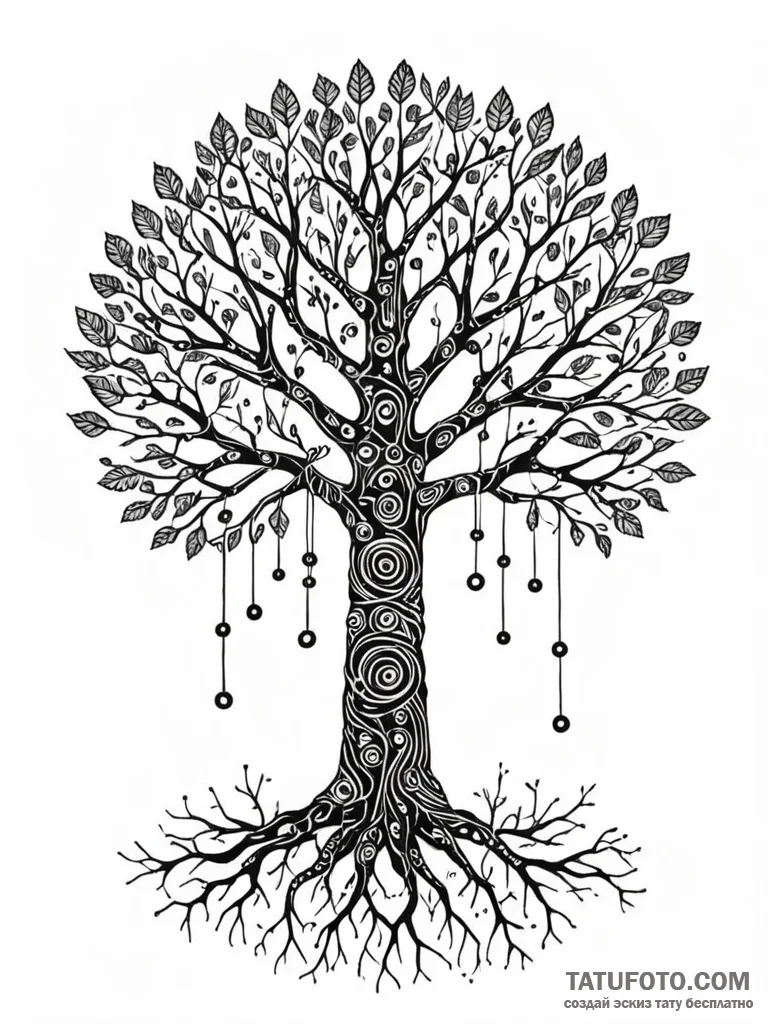 Tattoo sketch, motherboard tree of life, a st... - эскиз тату (№1752427364_0, 13.07.2025 17:22) — Tatufoto.com
