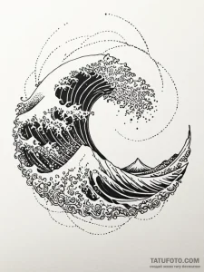 Tattoo sketch, recursive wave pattern, a sing... - эскиз тату (№1752427541_0, 13.07.2025 17:25) — Tatufoto.com