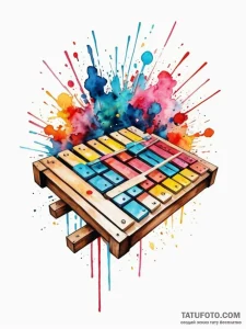 Tattoo sketch, xylophone glitch art, a styliz... - эскиз тату (№1752427803_0, 13.07.2025 17:30) — Tatufoto.com