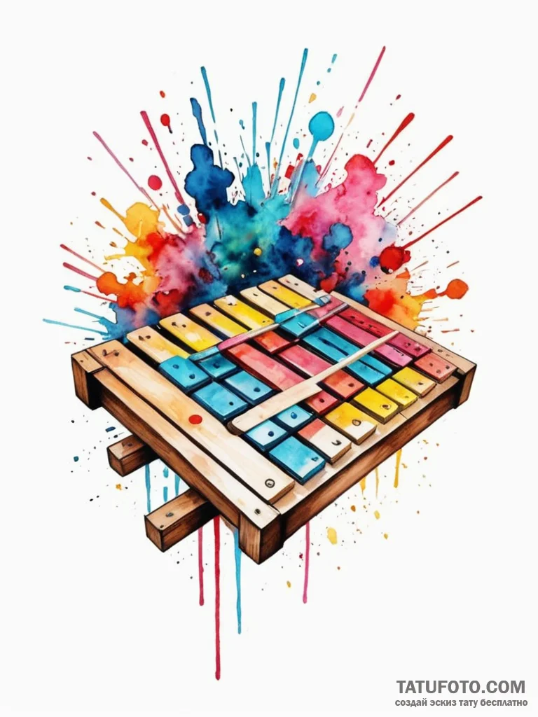 Tattoo sketch, xylophone glitch art, a styliz... - эскиз тату (№1752427803_0, 13.07.2025 17:30) — Tatufoto.com