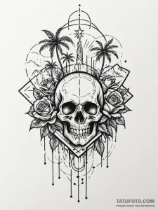 Tattoo sketch, thriving oasis in digital dese... - эскиз тату (№1752427890_0, 13.07.2025 17:31) — Tatufoto.com