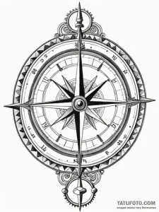 Tattoo sketch, clockwork compass: an antique... - эскиз тату (№1752427976_0, 13.07.2025 17:32) — Tatufoto.com