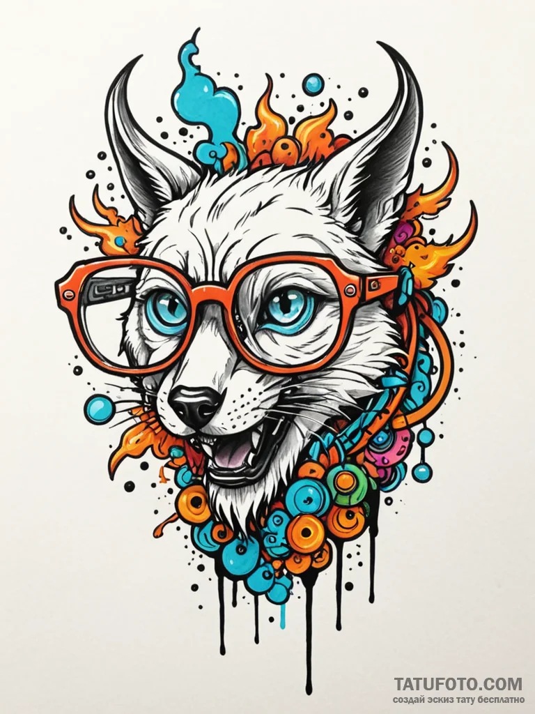 Tattoo sketch, augmented reality glasses refl... - эскиз тату (№1752428322_0, 13.07.2025 17:38) — Tatufoto.com