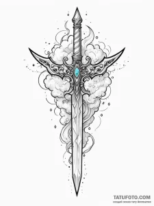 Tattoo sketch, dematerializing dagger, an orn... - эскиз тату (№1752428497_0, 13.07.2025 17:41) — Tatufoto.com