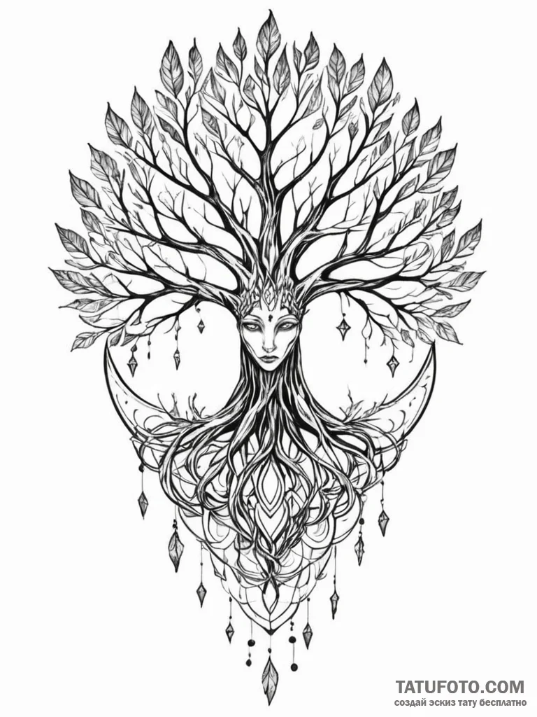 Tattoo sketch, holographic forest spirit, a t... - эскиз тату (№1752428773_0, 13.07.2025 17:46) — Tatufoto.com