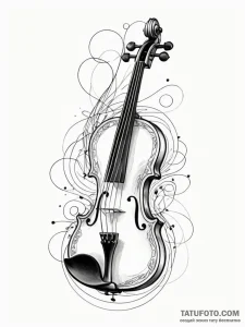 Tattoo sketch, virtuoso's violin, quantum str... - эскиз тату (№1752429099_0, 13.07.2025 17:51) — Tatufoto.com