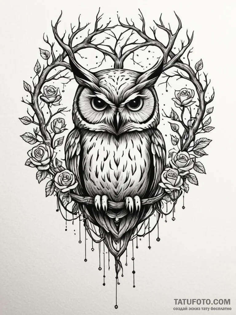 Tattoo sketch, nexus node of nature, an ancie... - эскиз тату (№1752429443_0, 13.07.2025 17:57) — Tatufoto.com