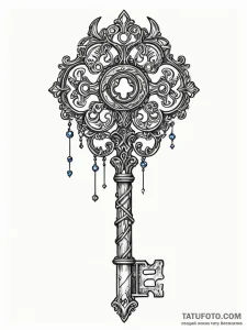 Tattoo sketch, data-forged key, an ornate, an... - эскиз тату (№1752429698_0, 13.07.2025 18:01) — Tatufoto.com