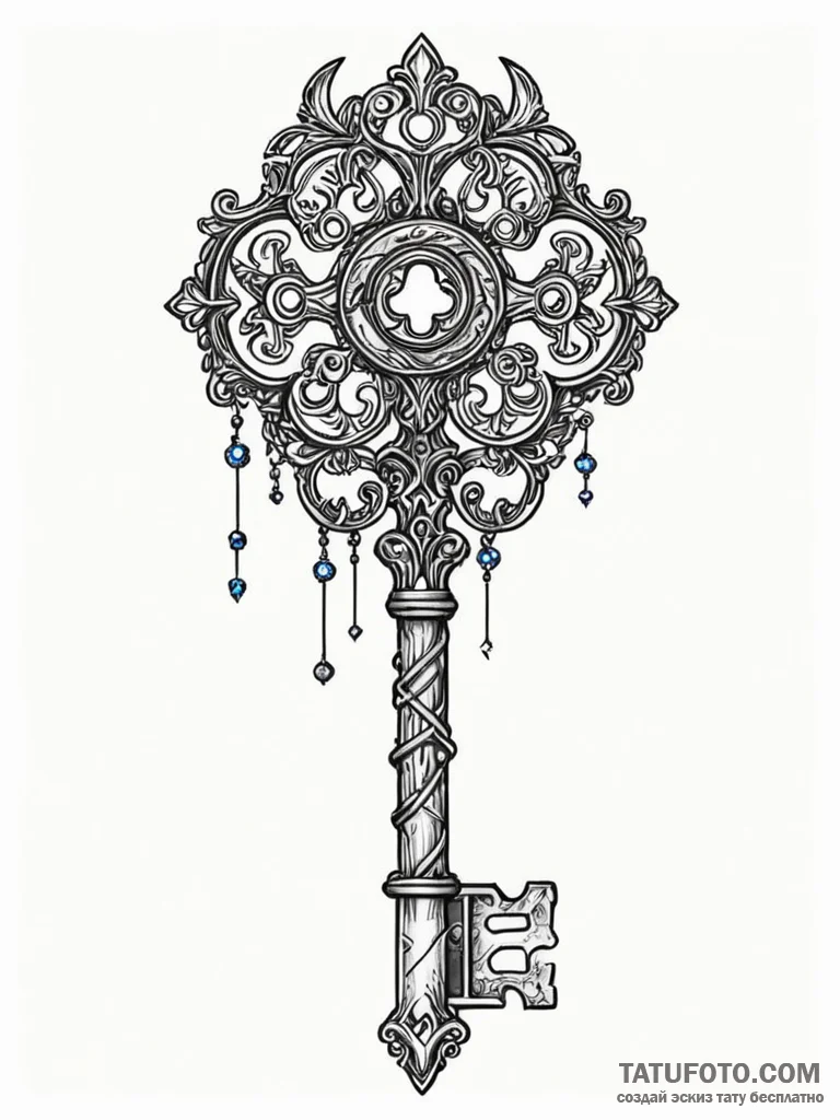 Tattoo sketch, data-forged key, an ornate, an... - эскиз тату (№1752429698_0, 13.07.2025 18:01) — Tatufoto.com