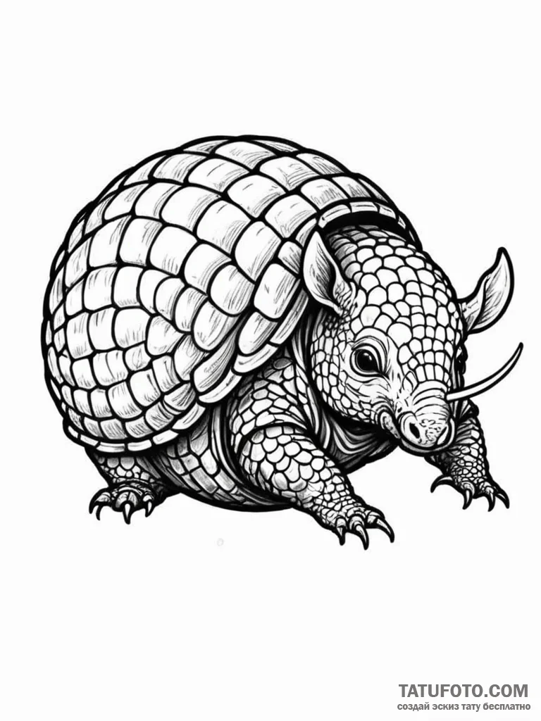 Tattoo sketch, an armadillo curled up, but it... - эскиз тату (№1752430391_0, 13.07.2025 18:13) — Tatufoto.com