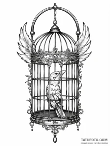 Tattoo sketch, gilded cage, open door, an ele... - эскиз тату (№1752430738_0, 13.07.2025 18:18) — Tatufoto.com