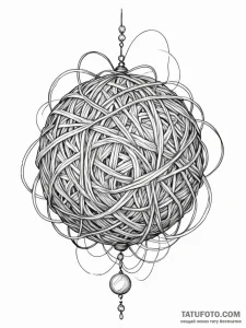 Tattoo sketch, yarn ball, unraveling realitie... - эскиз тату (№1752430911_0, 13.07.2025 18:21) — Tatufoto.com