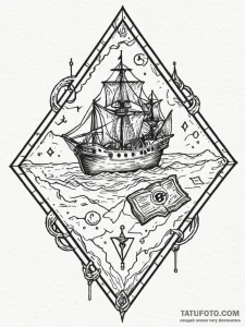 Tattoo sketch, x-marks the spot, data treasur... - эскиз тату (№1752431258_0, 13.07.2025 18:27) — Tatufoto.com