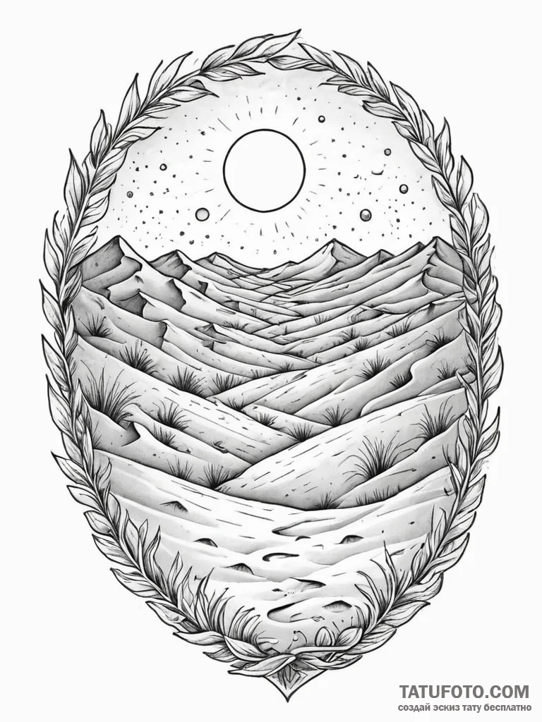 Tattoo sketch, shifting sands of sentience, a... - эскиз тату (№1752431344_0, 13.07.2025 18:29) — Tatufoto.com