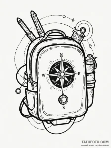 Tattoo sketch, backpack filled with adventuro... - эскиз тату (№1752431774_0, 13.07.2025 18:36) — Tatufoto.com