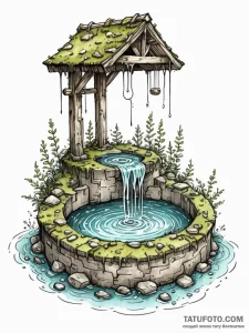 Tattoo sketch, wishing well of wi-fi signals,... - эскиз тату (№1752431946_0, 13.07.2025 18:39) — Tatufoto.com