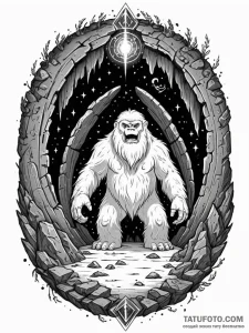 Tattoo sketch, yeti's cave, holographic lore,... - эскиз тату (№1752432205_0, 13.07.2025 18:43) — Tatufoto.com