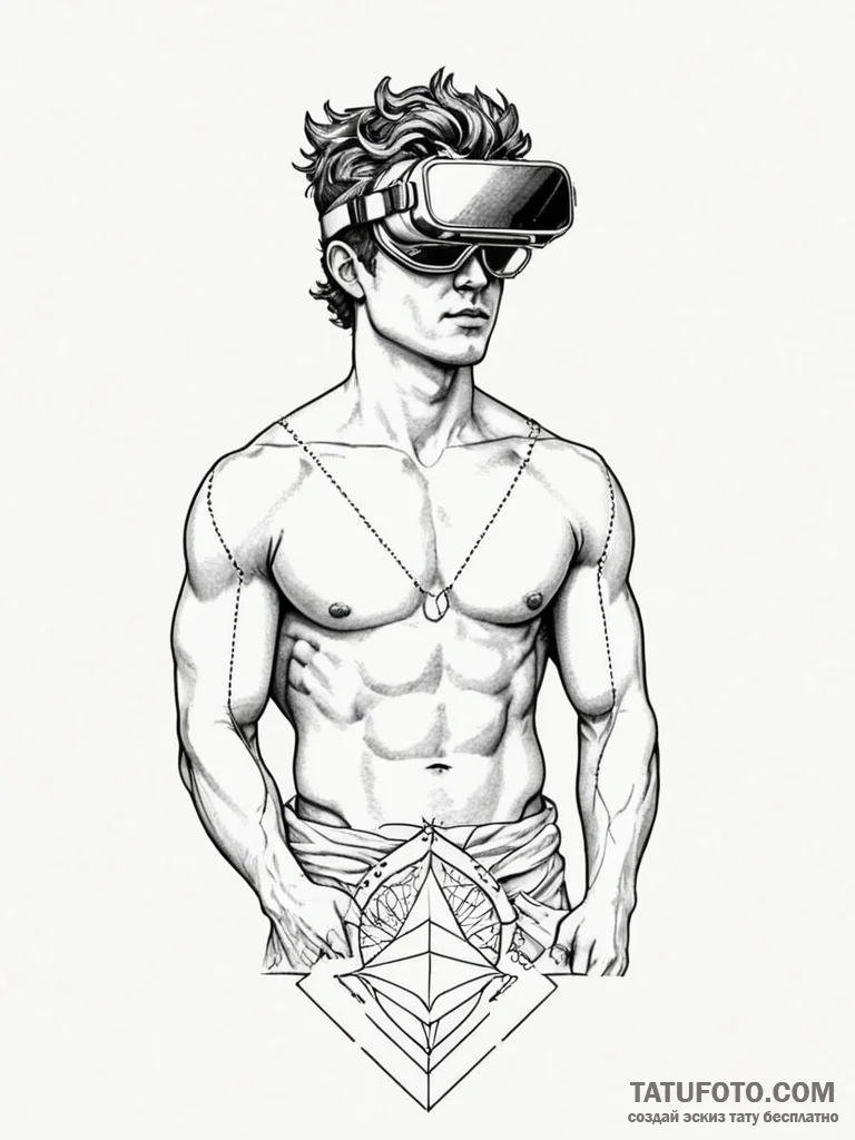 Tattoo sketch, apollo, the greek god, wearing... - эскиз тату (№1752432376_0, 13.07.2025 18:46) — Tatufoto.com