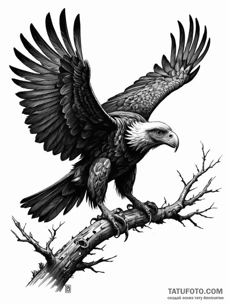 Tattoo sketch, vulture of vengeance, digital... - эскиз тату (№1752432460_0, 13.07.2025 18:47) — Tatufoto.com