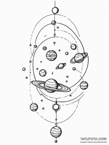 Tattoo sketch, solar system mobile, abstract... - эскиз тату (№1752432638_0, 13.07.2025 18:50) — Tatufoto.com
