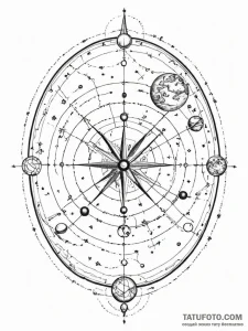 Tattoo sketch, celestial cartographer: an old... - эскиз тату (№1752433496_0, 13.07.2025 19:04) — Tatufoto.com