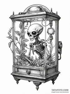 Tattoo sketch, curiosity cabinet of the futur... - эскиз тату (№1752433668_0, 13.07.2025 19:07) — Tatufoto.com