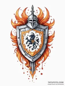 Tattoo sketch, knight's crest, digital herald... - эскиз тату (№1752434104_0, 13.07.2025 19:15) — Tatufoto.com