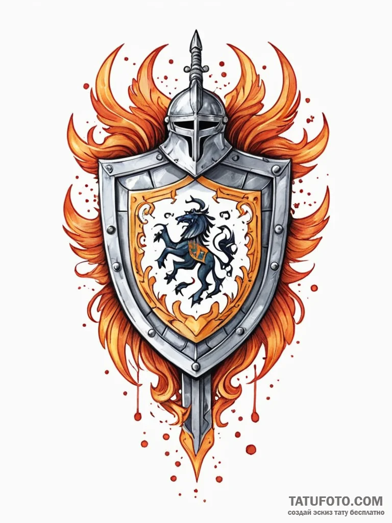 Tattoo sketch, knight's crest, digital herald... - эскиз тату (№1752434104_0, 13.07.2025 19:15) — Tatufoto.com